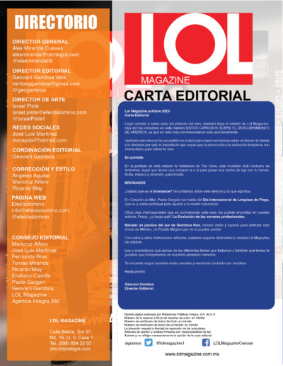 Carta Editorial - Revista Digital Lol Magazine - Octubre 2023