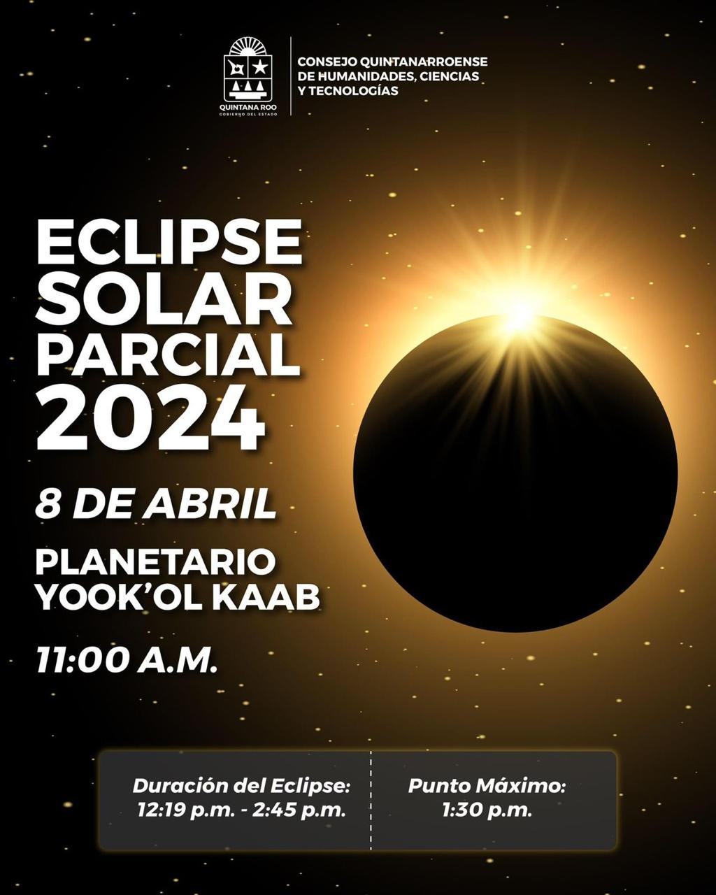 Observa el eclipse solar parcial en los planetarios de Quintana Roo