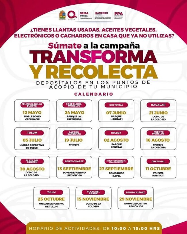 Inicia SEMA campaña de acopio de residuos “Transforma y Recolecta” en Felipe Carrillo Puerto
