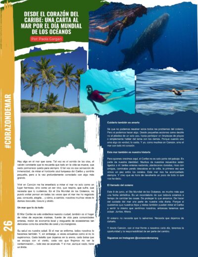 Desde el corazón del Caribe: Una carta al mar por el Día Mundial de los Océanos
