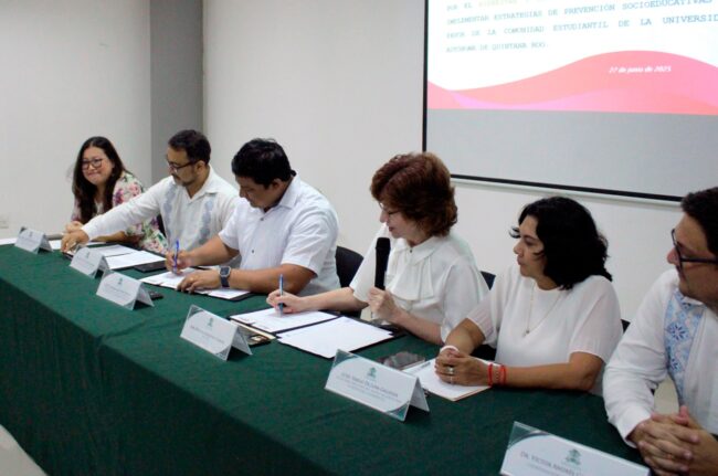 La UAQROO y el SESESC firman un Nuevo Acuerdo por el Bienestar y Desarrollo de Quintana Roo, con pláticas de sensibilización y estrategias de prevención.