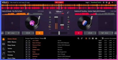 You.DJ para hacer tu playlist, funciona desde el navegador y es ligera. Parte de las apps que te ayudan con la música y tus mezclas