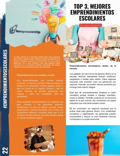 Top 3, mejores emprendimientos escolares