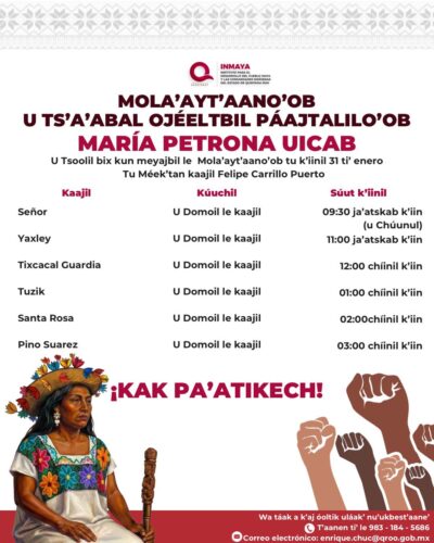 Asambleas Informativas de Derechos “María Petrona Uicab” fortalecen al Pueblo Maya con apoyo del INMAYA y un enfoque humanista.