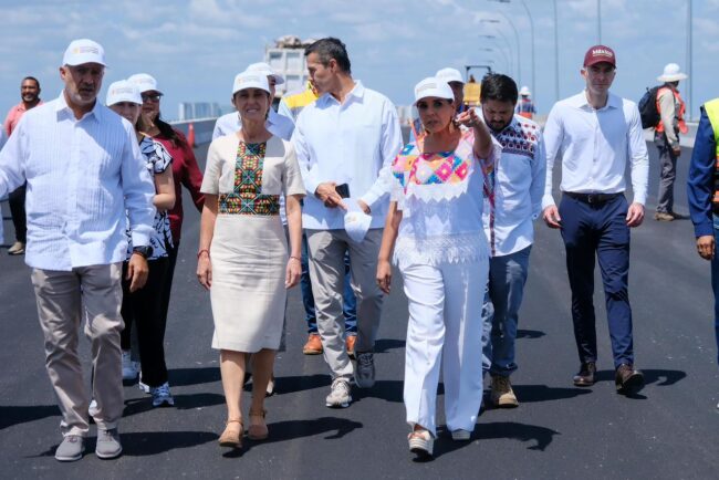 Supervisan la presidenta Claudia Sheinbaum y la gobernadora Mara Lezama avances finales del puente Nichupté en Cancún
