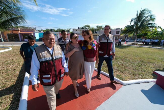 Mara Lezama informa que la rehabilitación del parque Los Almendros en Chetumal, coordinado por INMAYA, mejora la convivencia familiar
