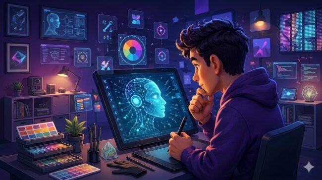 Diseño gráfico e IA ya trabajan juntos. Descubre cómo la inteligencia artificial ayuda a crear mejores diseños sin reemplazar talentos.