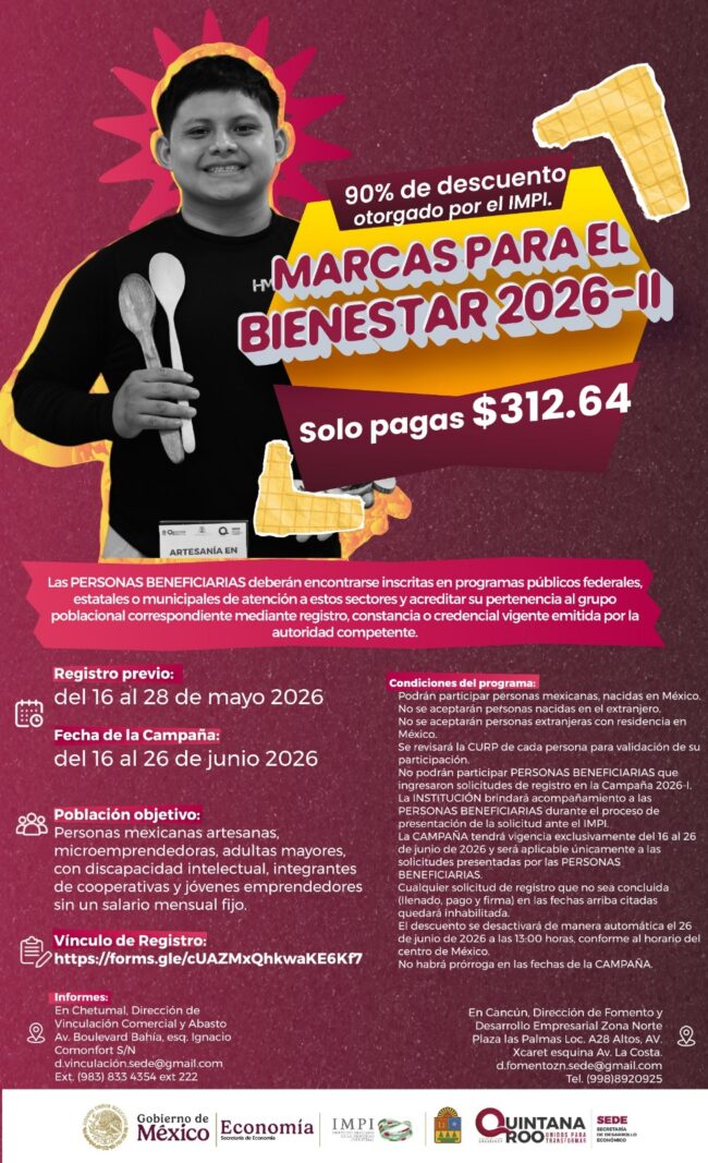 El Comunicado de la Secretaría de Desarrollo Económico. 21 de mayo 2026. anunció una nueva oportunidad para emprendedores de Quintana Roo.