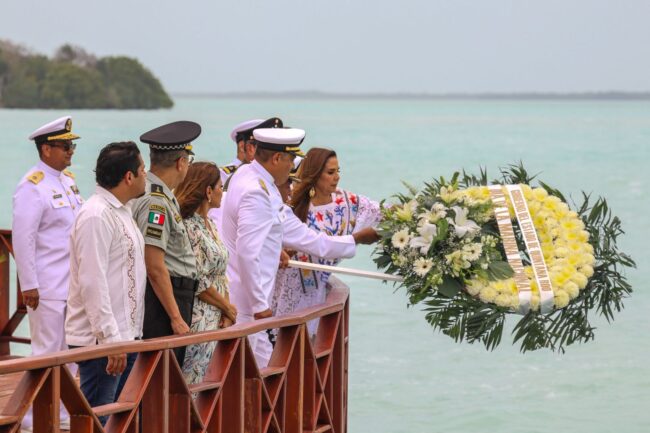 Mara Lezama conmemoró el Día de la Marina en Calderitas y reconoció la labor naval, marítima y la preservación de los ecosistemas.
