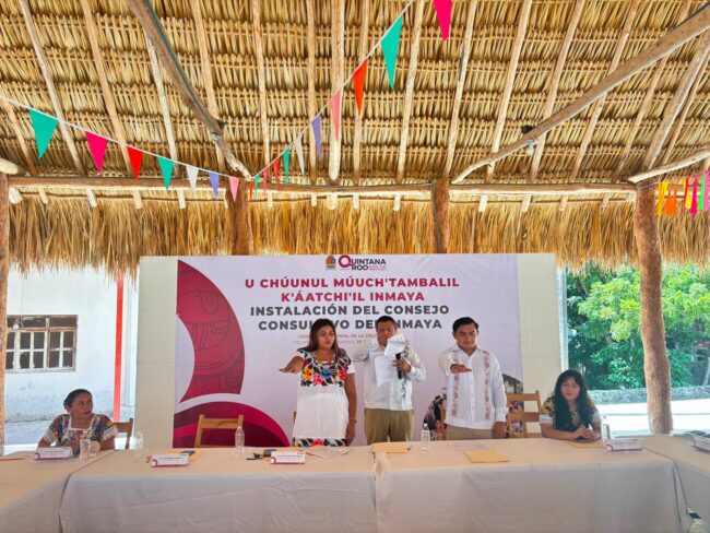 INMAYA, durante la instalación y Primera Sesión Extraordinaria del Consejo Consultivo del INMAYA en el Centro Ceremonial Maya de la Cruz Parlante, en Felipe Carrillo Puerto