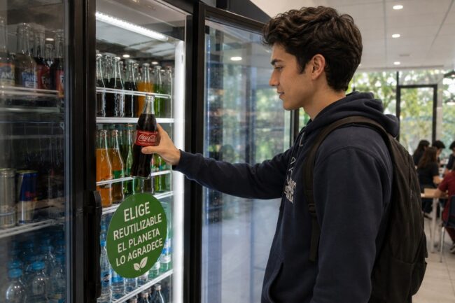 Jóvenes reduciendo el uso de plásticos en la escuela. 