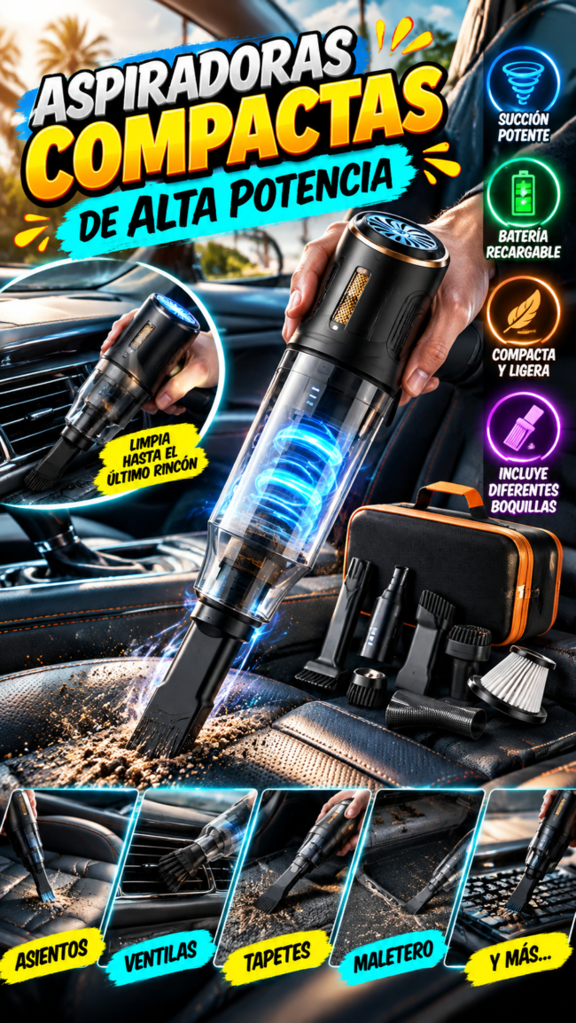 Tecnología para autos con aspiradora y cargador retráctil