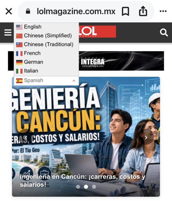 Cómo cambiar idioma en LOL Magazine