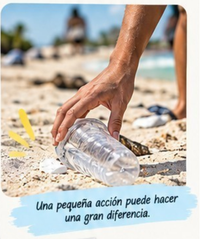 impacto ambiental de la playa residuos en las playas, contaminación de playas, cuidado de las playas, turismo sostenible en Cancún, responsabilidad ambiental, playas de Quintana Roo, jóvenes y medio ambiente, consumo responsable